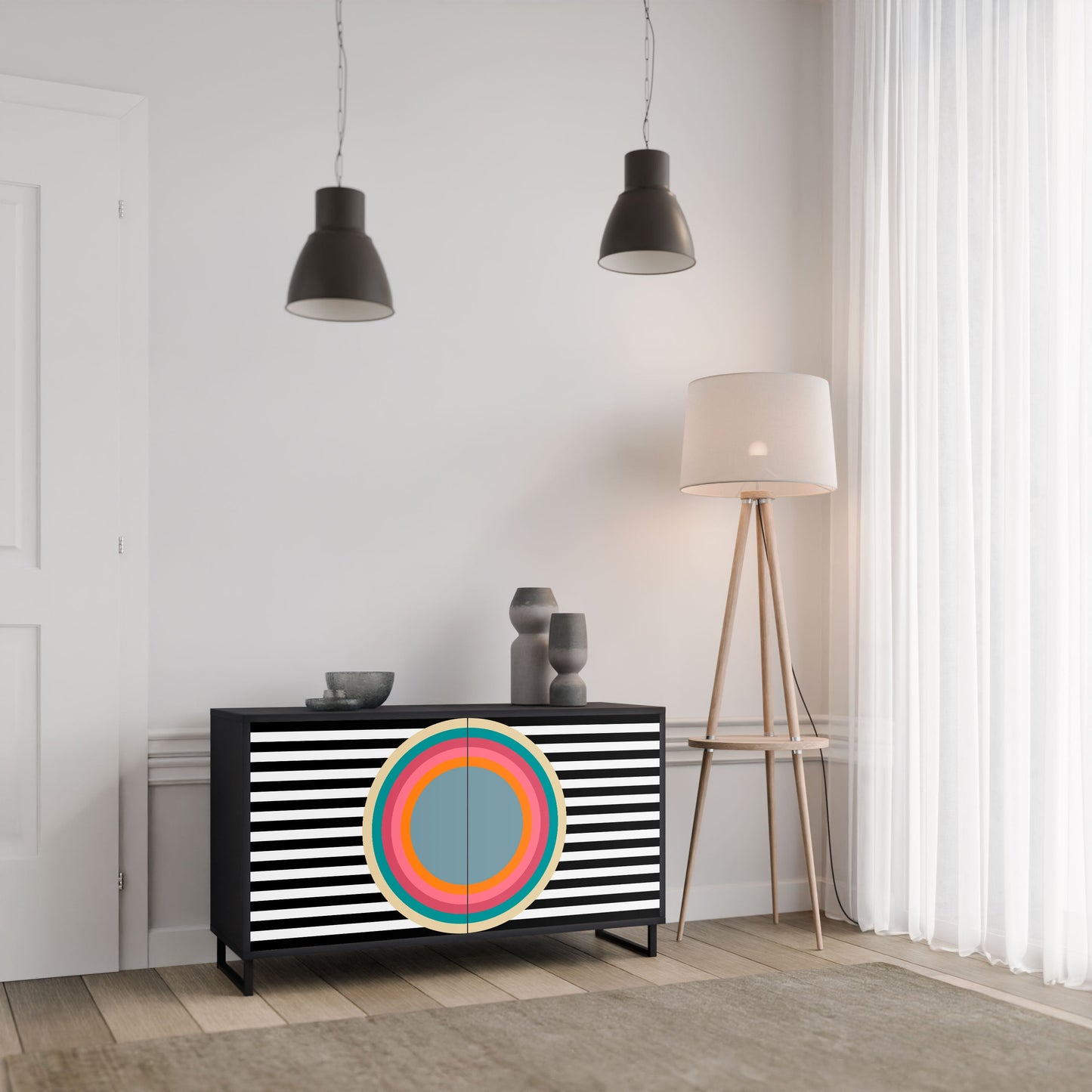 Credenza SPECTRA SHOWCASE a 2 ante in finitura nera