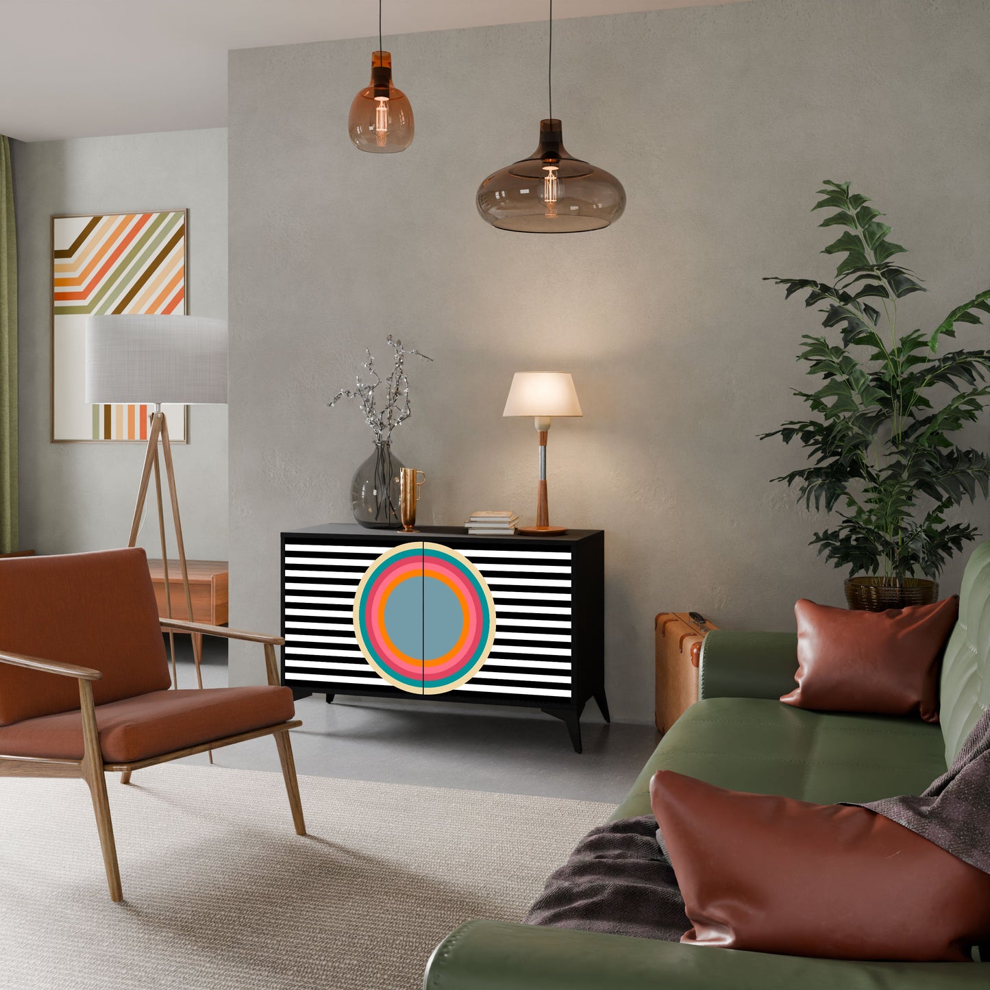 Credenza SPECTRA SHOWCASE a 2 ante in finitura nera