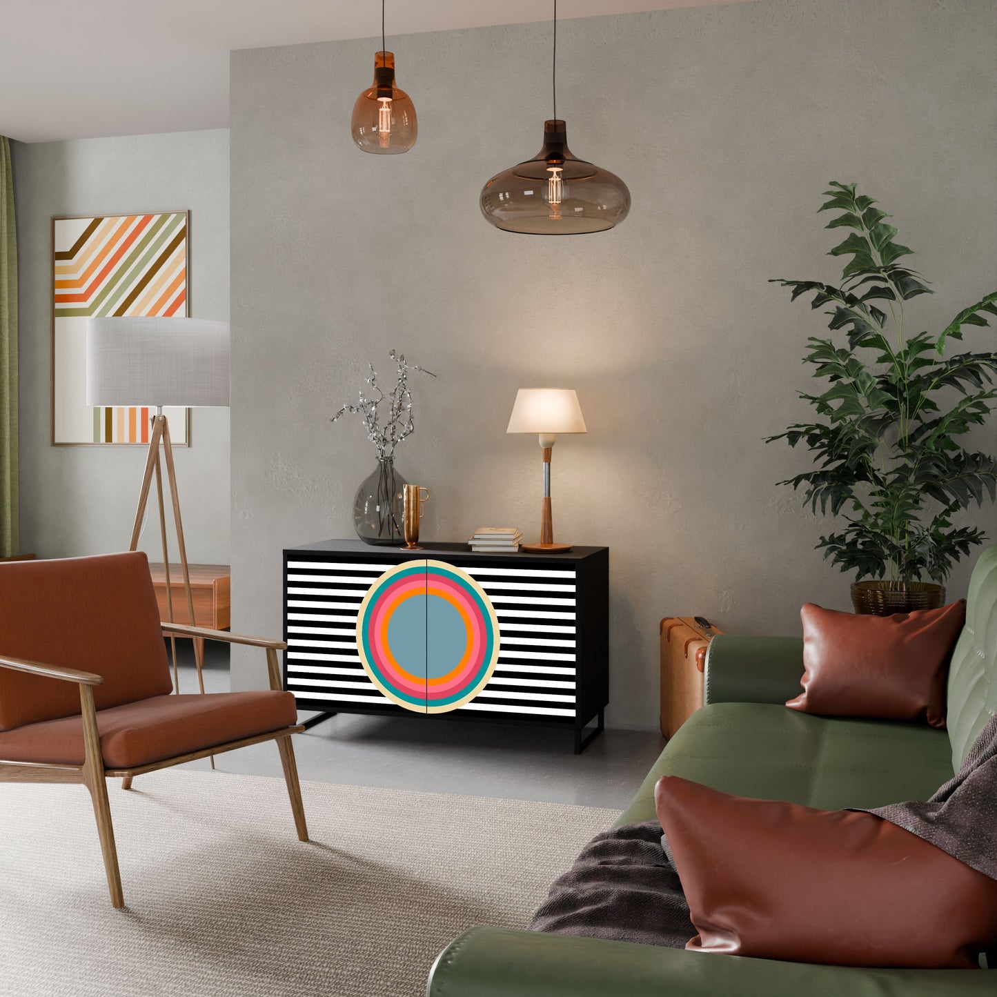 Credenza SPECTRA SHOWCASE a 2 ante in finitura nera