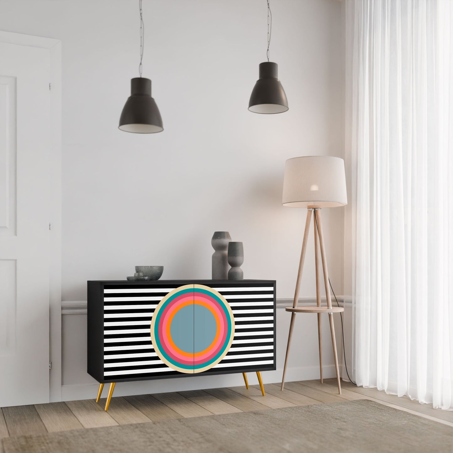 Credenza SPECTRA SHOWCASE a 2 ante in finitura nera