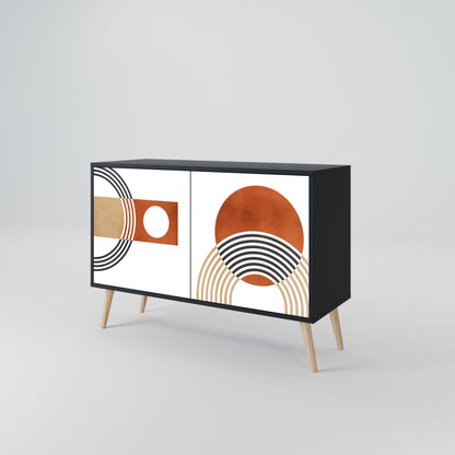 Credenza CIRCLE RHYTM a 2 ante in finitura nera