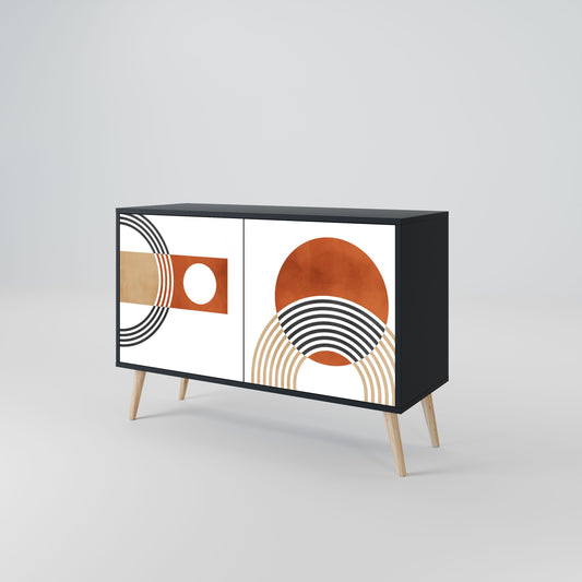 Credenza CIRCLE RHYTM a 2 ante in finitura nera