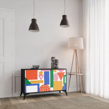 GEOMETRIC GLIMMER 2-Door Sideboard in Black Finish