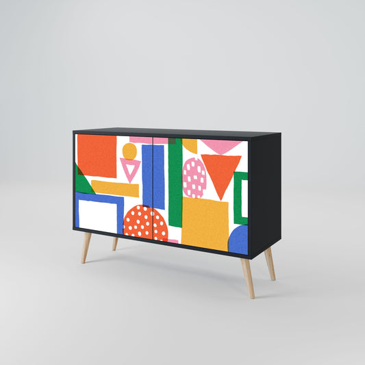 Credenza a 2 ante GEOMETRIC GLIMMER in finitura nera