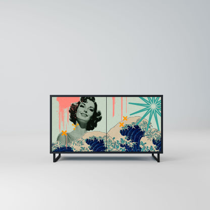 Credenza a 2 ante KANAGAWA BEAUTY in finitura nera