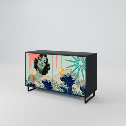 Credenza a 2 ante KANAGAWA BEAUTY in finitura nera