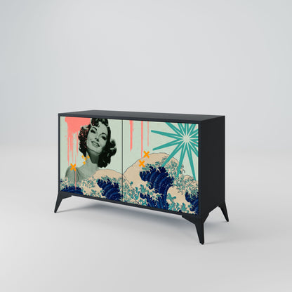 Credenza a 2 ante KANAGAWA BEAUTY in finitura nera