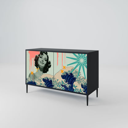 Credenza a 2 ante KANAGAWA BEAUTY in finitura nera