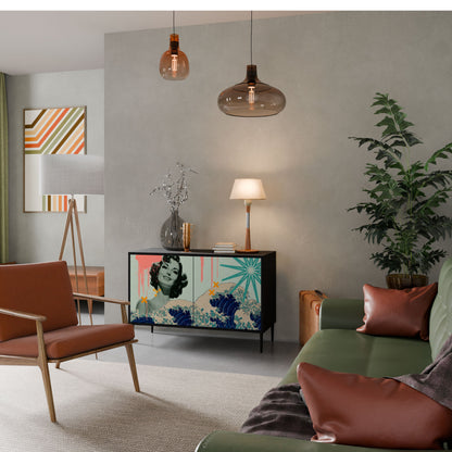 Credenza a 2 ante KANAGAWA BEAUTY in finitura nera