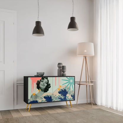 Credenza a 2 ante KANAGAWA BEAUTY in finitura nera