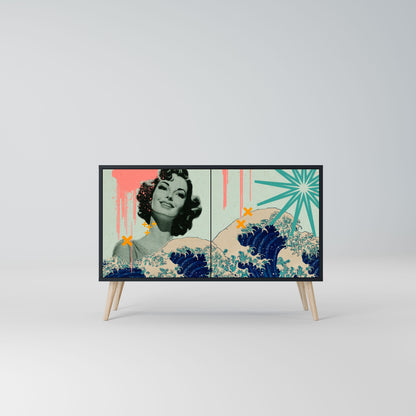 Credenza a 2 ante KANAGAWA BEAUTY in finitura nera