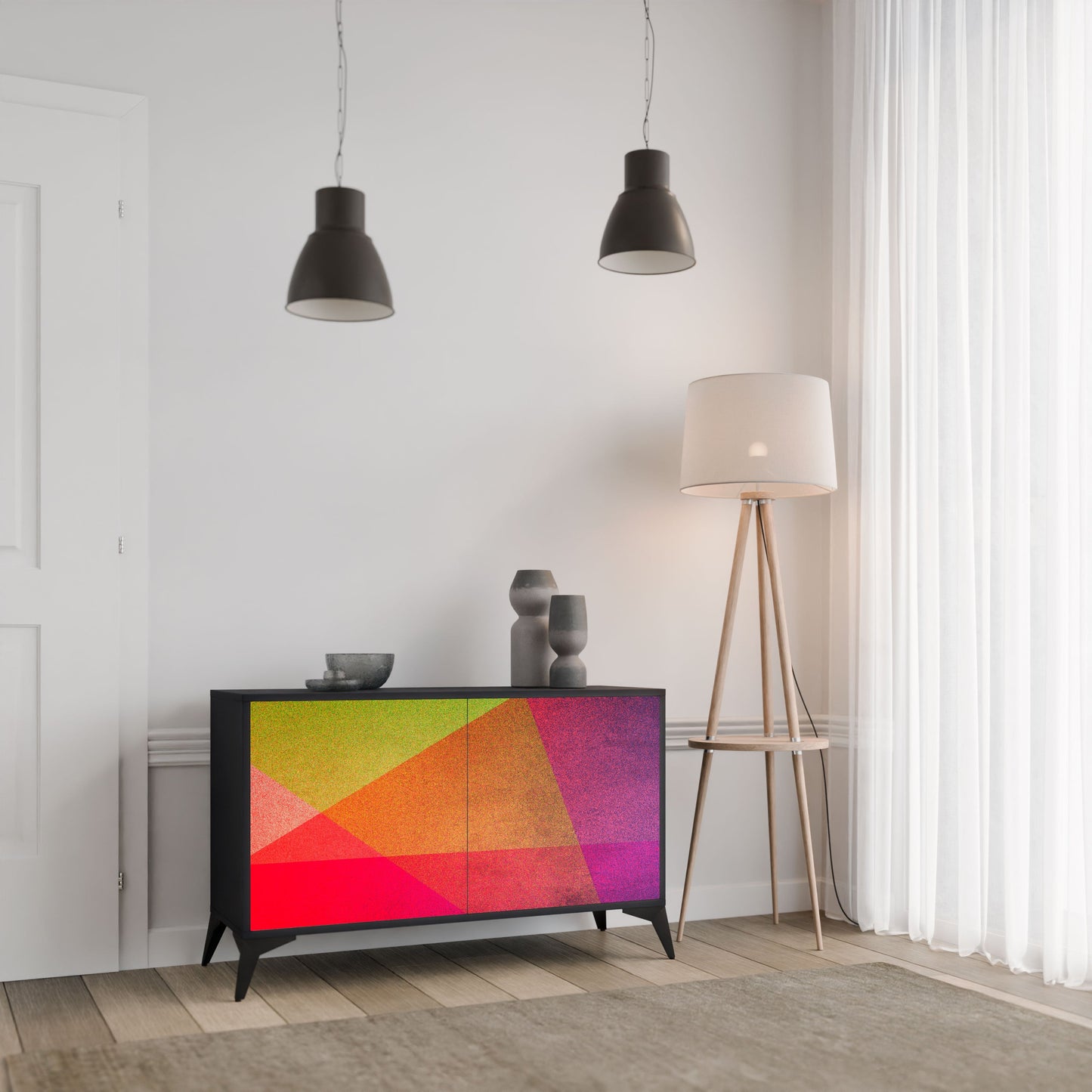 Credenza VIVID GEOMETRY a 2 ante in finitura nera