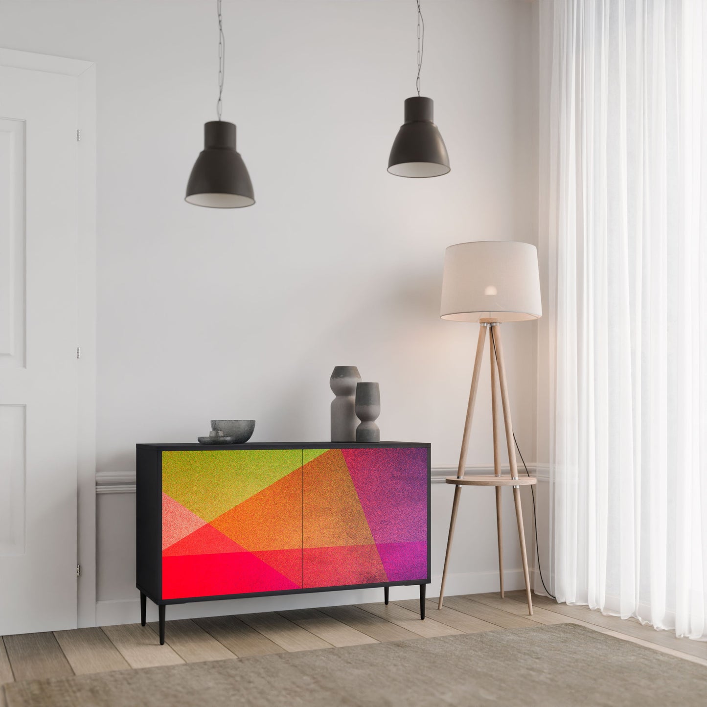 Credenza VIVID GEOMETRY a 2 ante in finitura nera