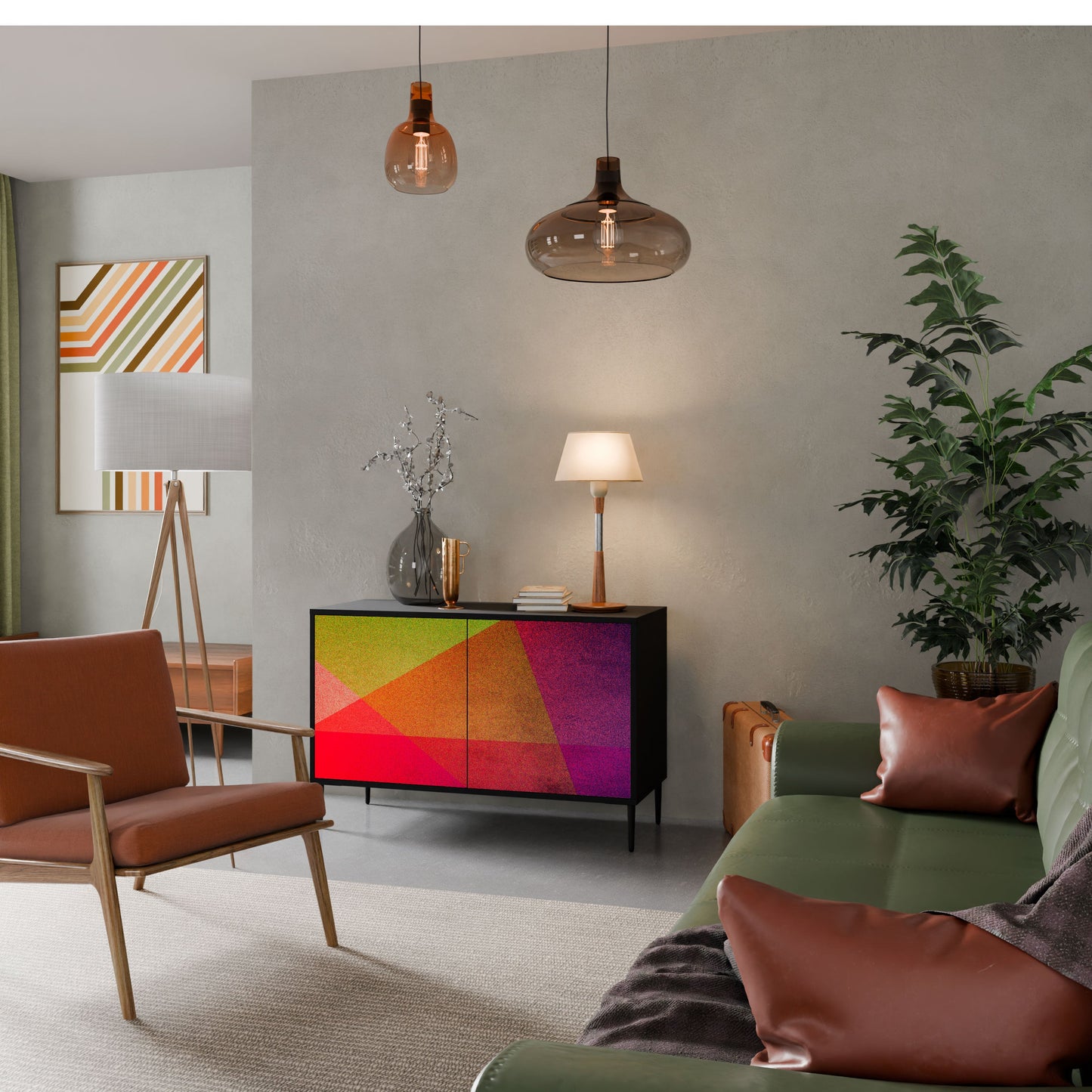 Credenza VIVID GEOMETRY a 2 ante in finitura nera