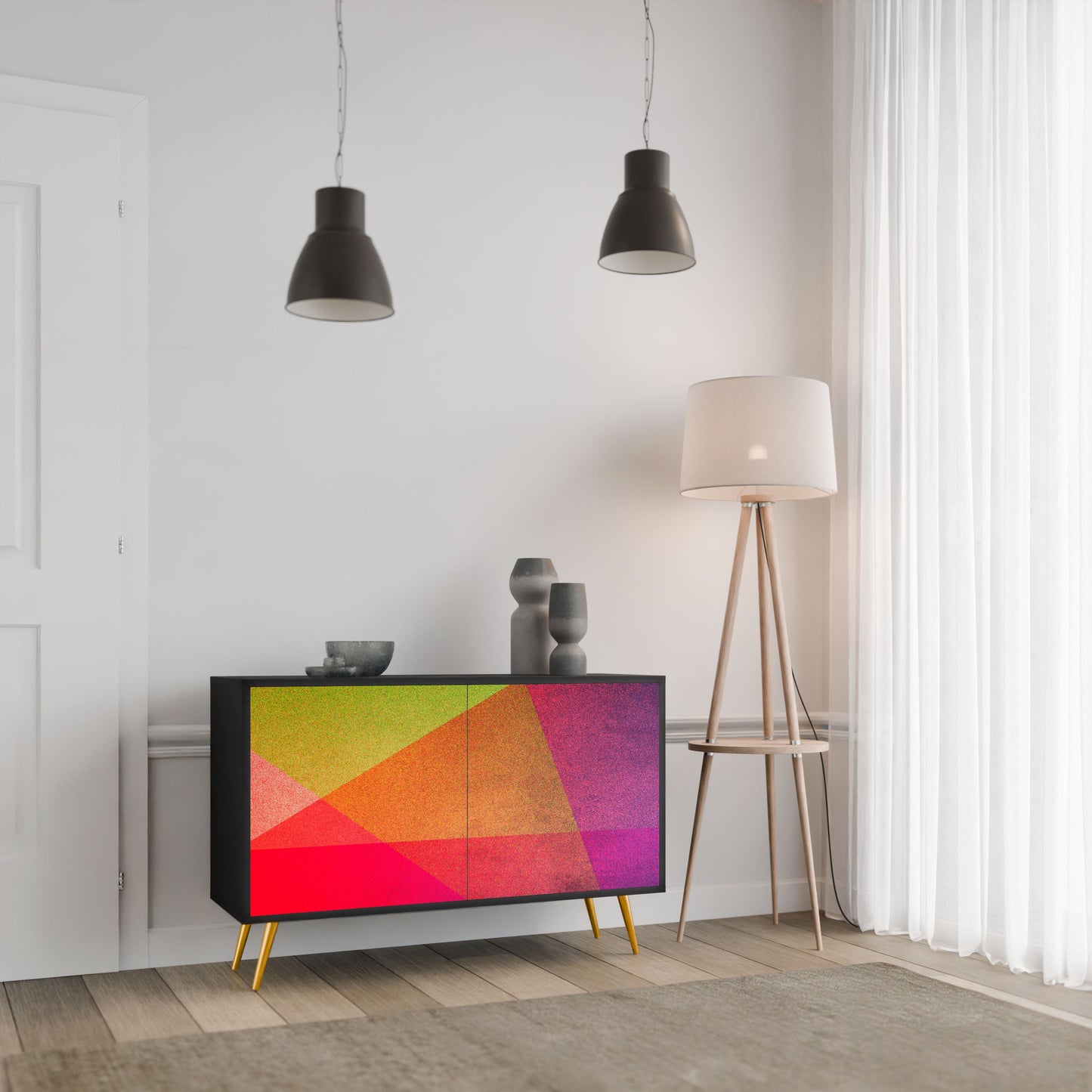 Credenza VIVID GEOMETRY a 2 ante in finitura nera