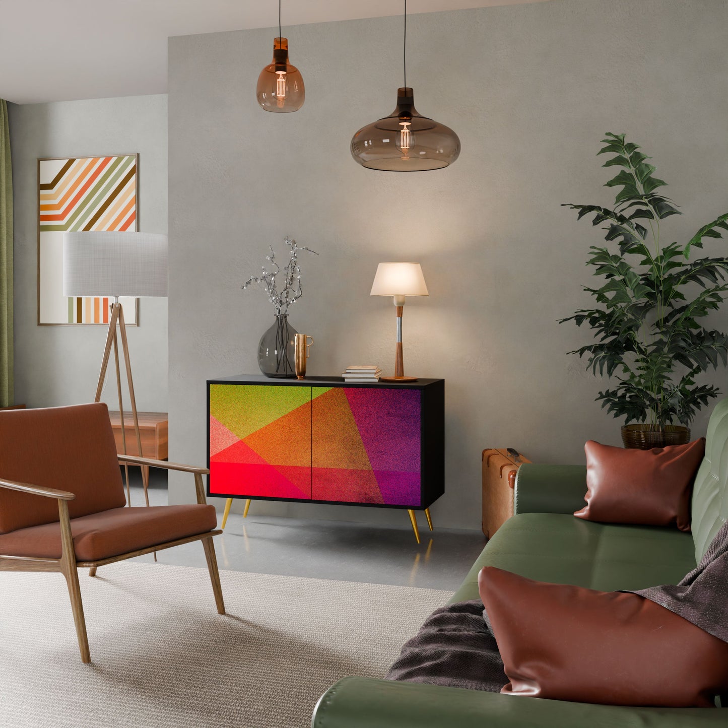 Credenza VIVID GEOMETRY a 2 ante in finitura nera