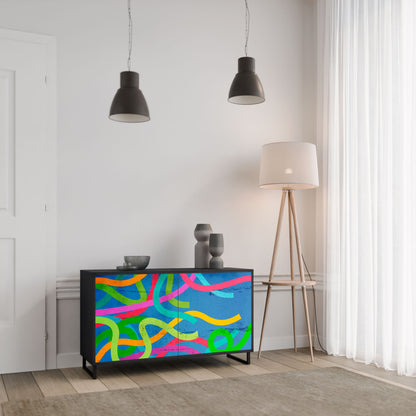 Credenza STREAMER TANGLE a 2 ante in finitura nera