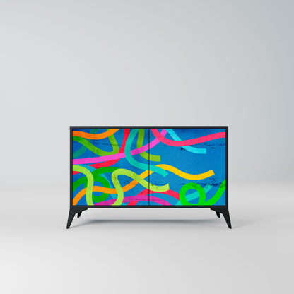 Credenza STREAMER TANGLE a 2 ante in finitura nera