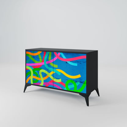 Credenza STREAMER TANGLE a 2 ante in finitura nera
