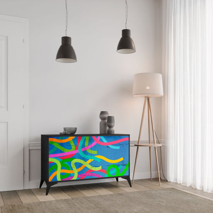 Credenza STREAMER TANGLE a 2 ante in finitura nera