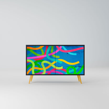 Credenza STREAMER TANGLE a 2 ante in finitura nera