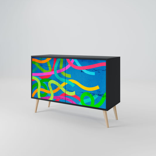 Credenza STREAMER TANGLE a 2 ante in finitura nera