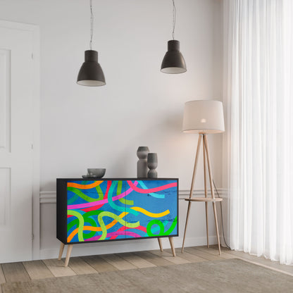 Credenza STREAMER TANGLE a 2 ante in finitura nera