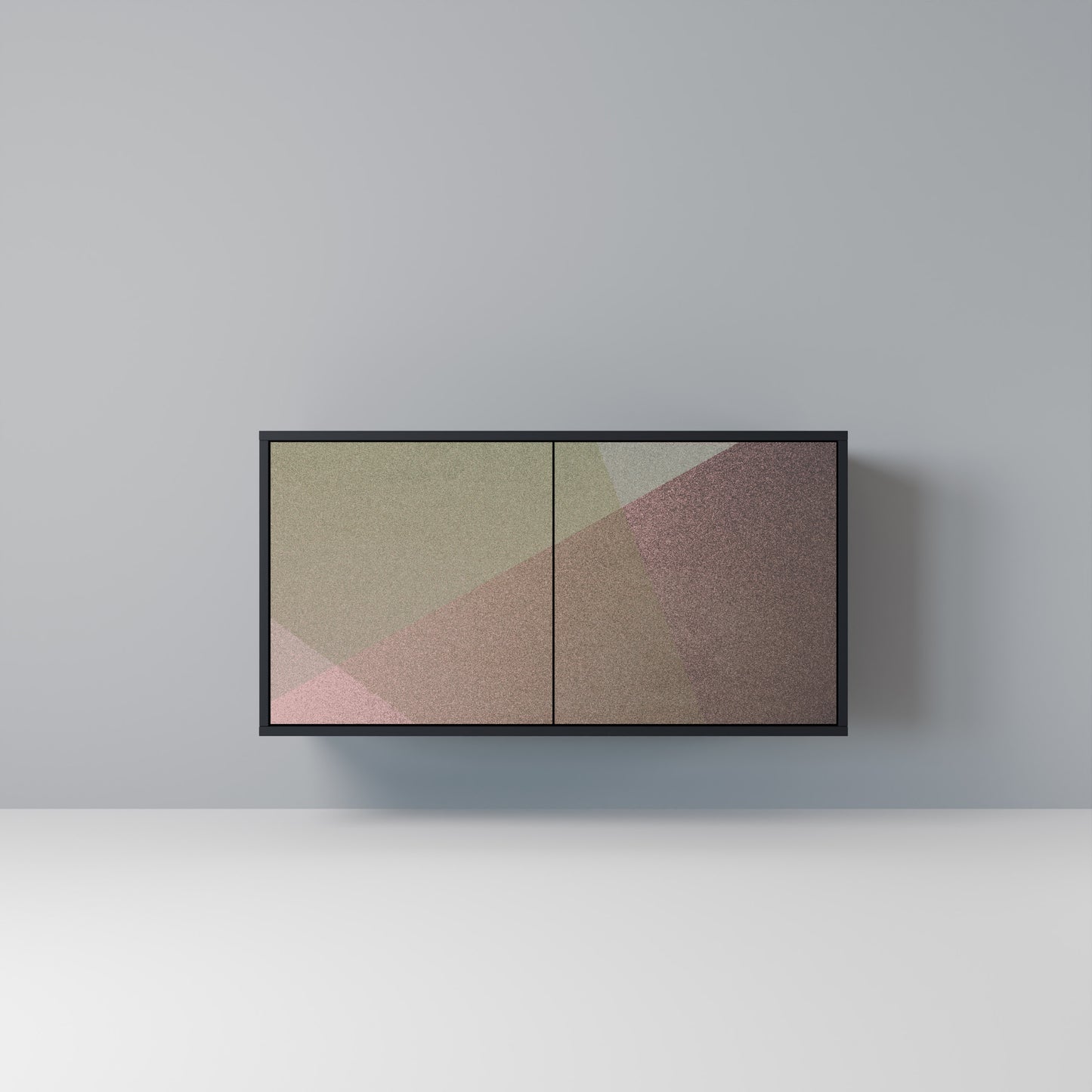 BEIGE GEOMETRY Madia a 2 Ante in Finitura Nera