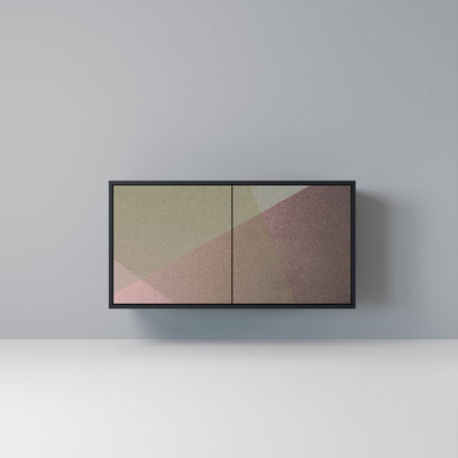 BEIGE GEOMETRY Madia a 2 Ante in Finitura Nera