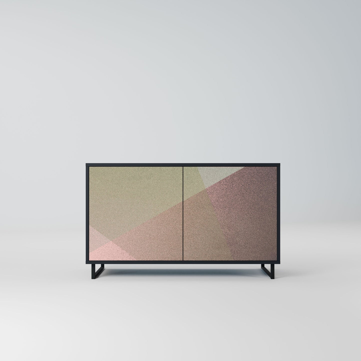 Credenza a 2 ante BEIGE GEOMETRY in finitura nera