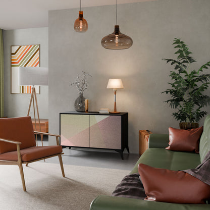 Credenza a 2 ante BEIGE GEOMETRY in finitura nera