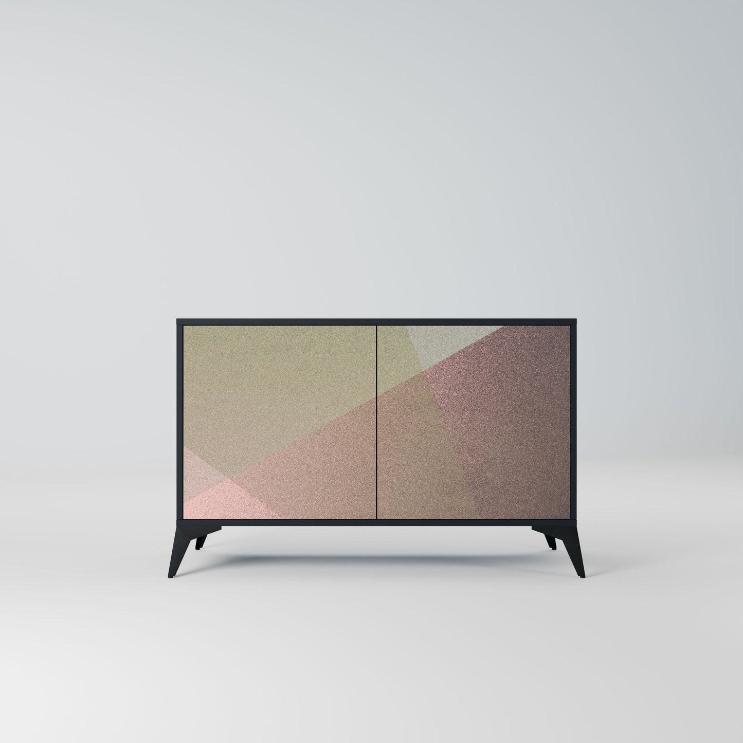 Credenza a 2 ante BEIGE GEOMETRY in finitura nera