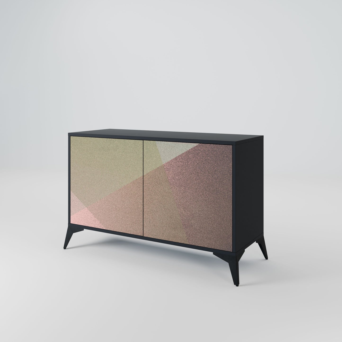 Credenza a 2 ante BEIGE GEOMETRY in finitura nera
