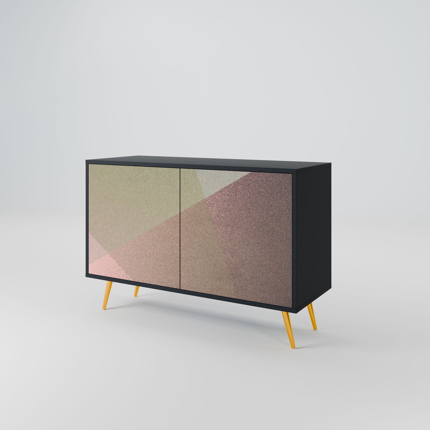 Credenza a 2 ante BEIGE GEOMETRY in finitura nera