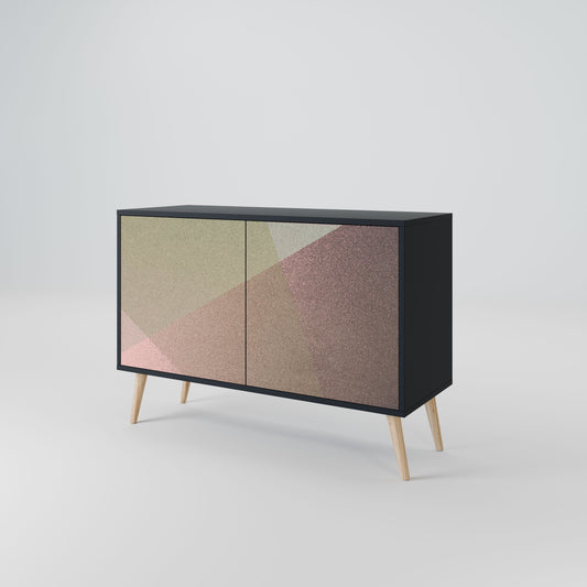 Credenza a 2 ante BEIGE GEOMETRY in finitura nera