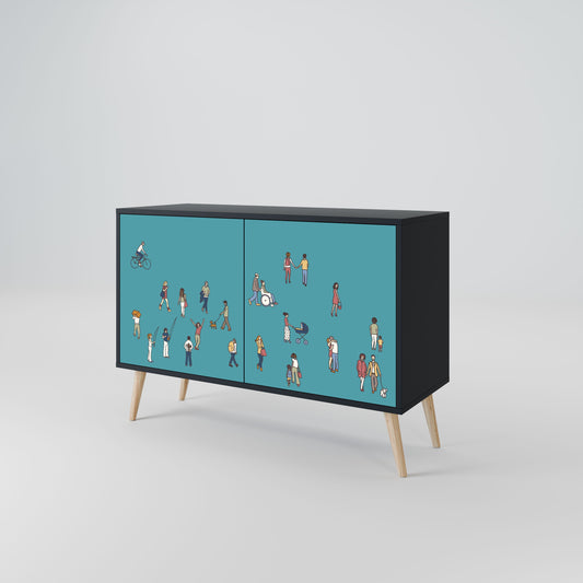 Credenza COLLECTIVE STREAM a 2 ante in finitura nera