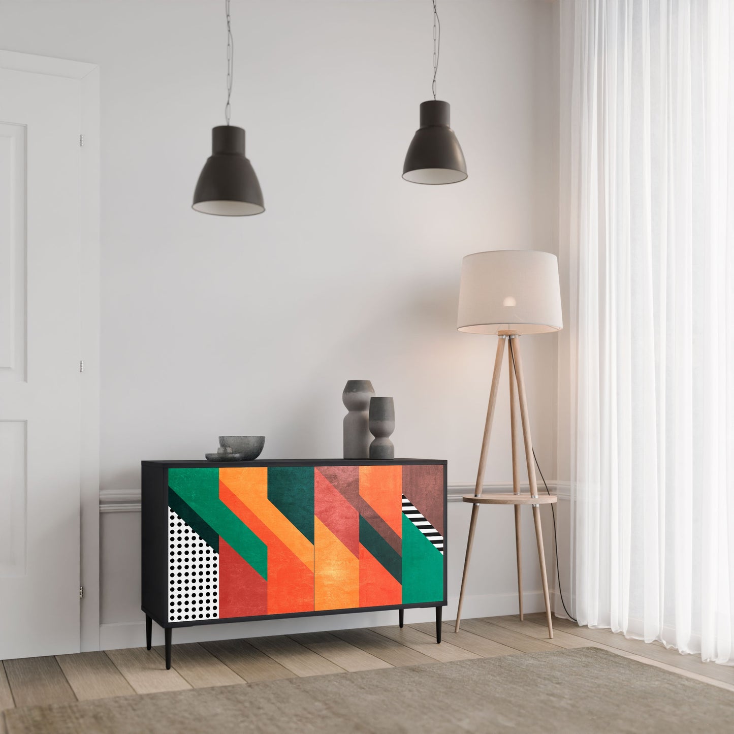 Credenza MAKESHIFT ARTISTRY a 2 ante con finitura nera