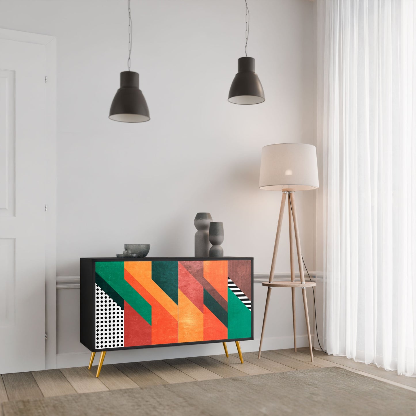 Credenza MAKESHIFT ARTISTRY a 2 ante con finitura nera