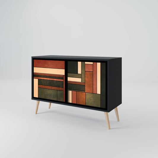 FIGURES OF NATURE Credenza a 2 ante in finitura nera