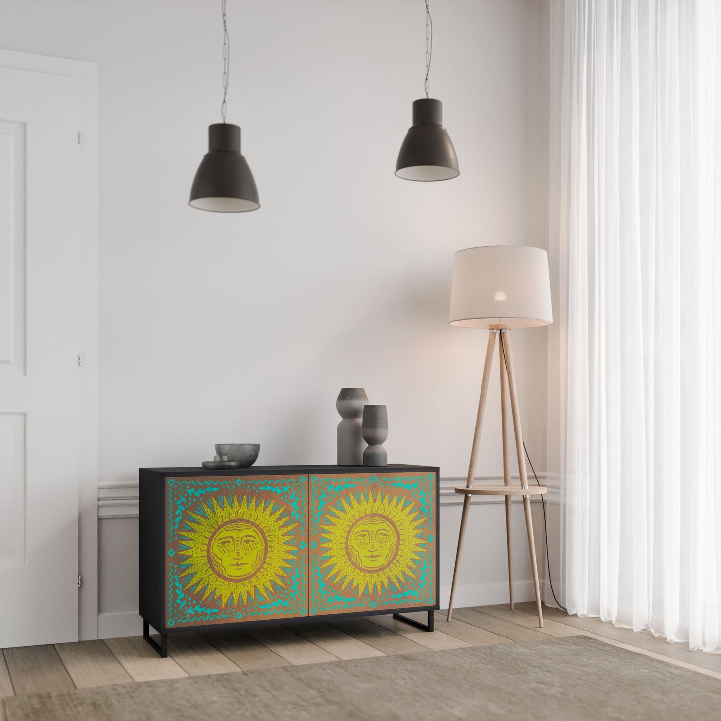 Credenza a 2 ante SUNSHINE EULOGY in finitura nera