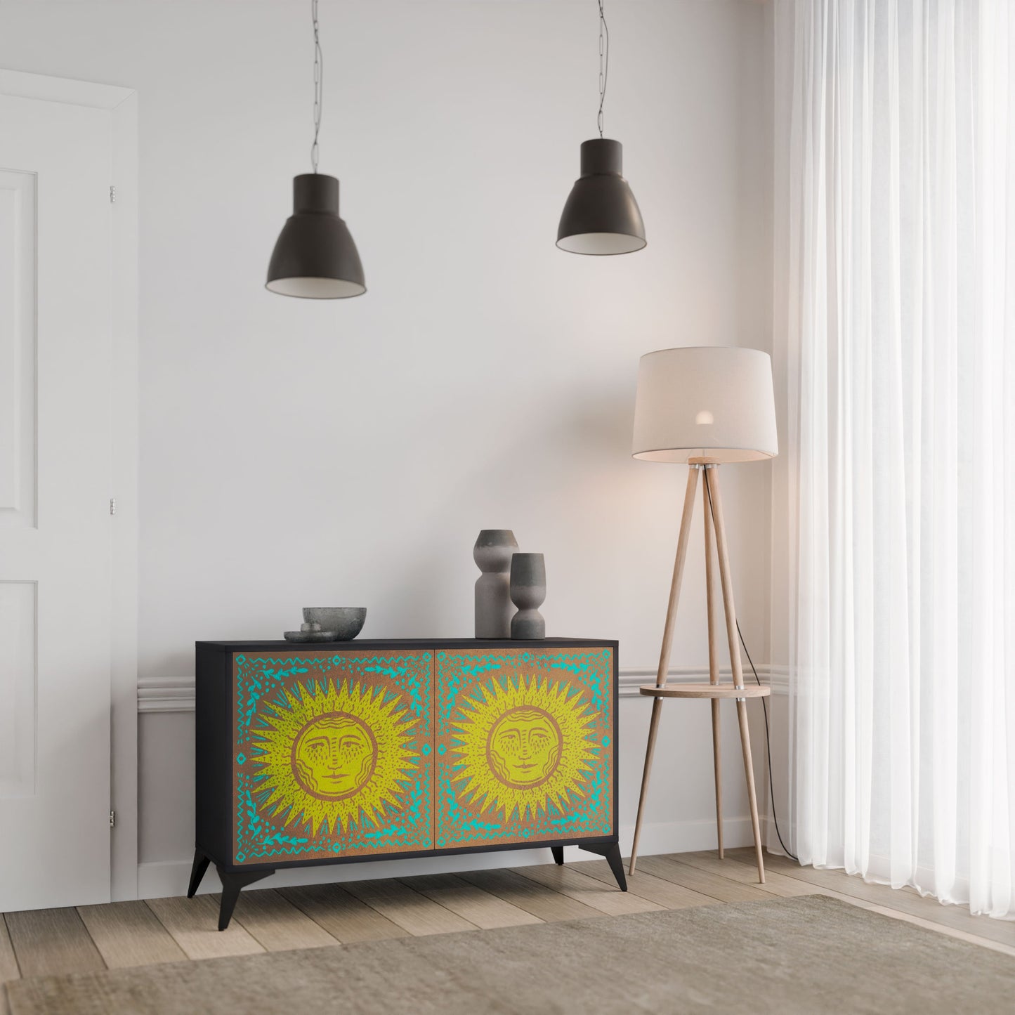 Credenza a 2 ante SUNSHINE EULOGY in finitura nera