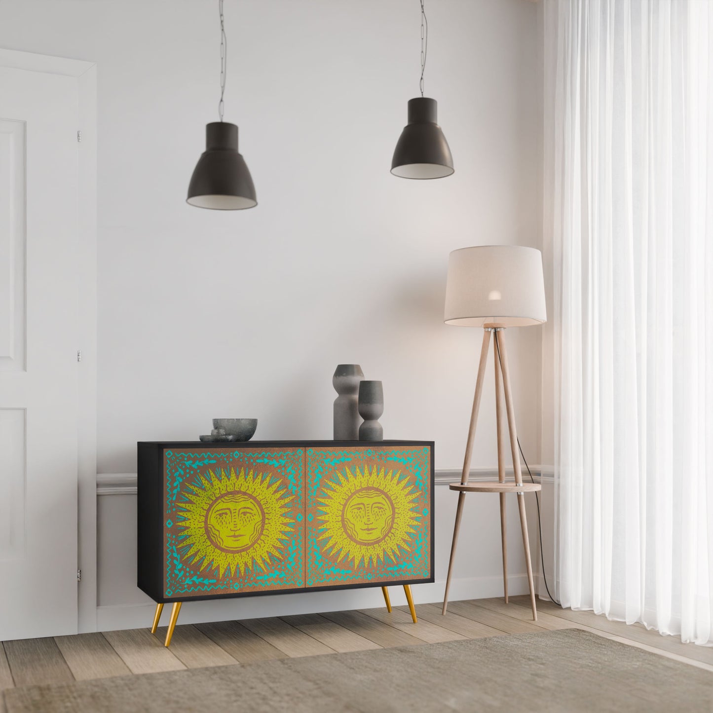 Credenza a 2 ante SUNSHINE EULOGY in finitura nera