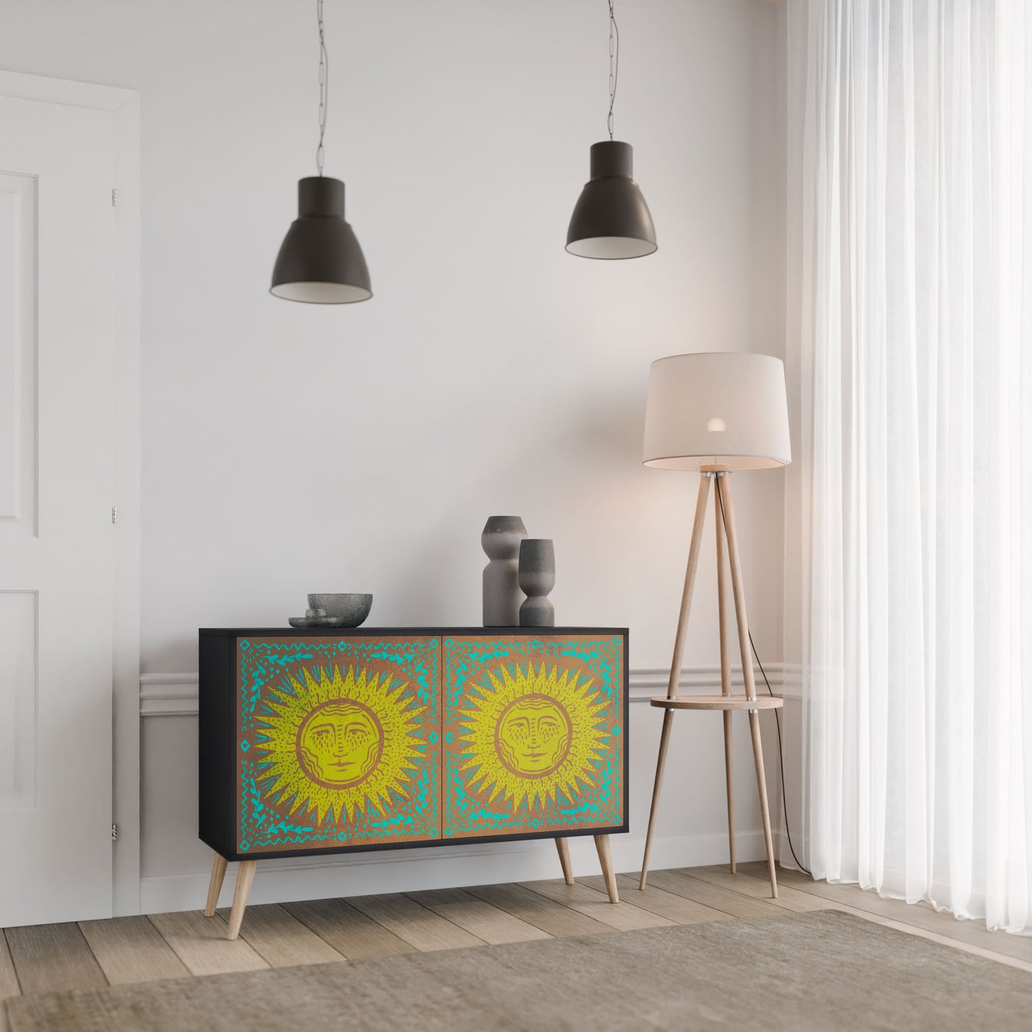 Credenza a 2 ante SUNSHINE EULOGY in finitura nera