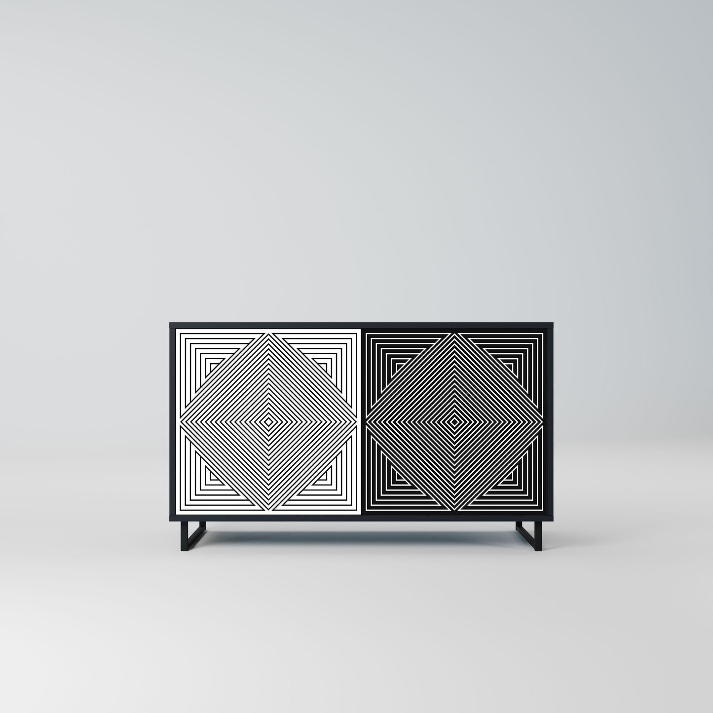 Credenza POLYGON ILLUSION a 2 ante in finitura nera