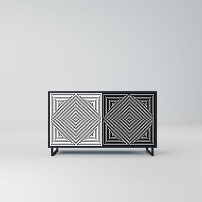 Credenza POLYGON ILLUSION a 2 ante in finitura nera