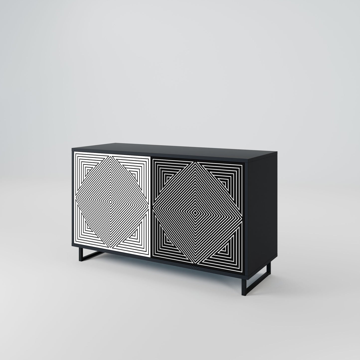 Credenza POLYGON ILLUSION a 2 ante in finitura nera