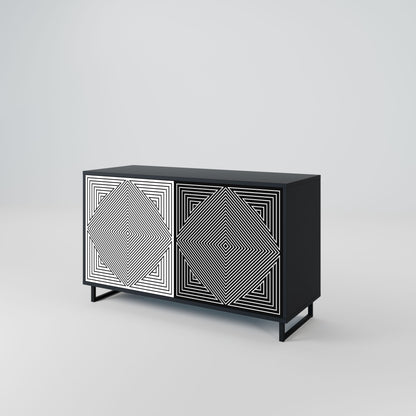 Credenza POLYGON ILLUSION a 2 ante in finitura nera