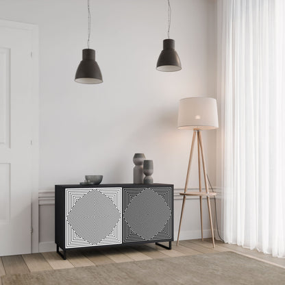 Credenza POLYGON ILLUSION a 2 ante in finitura nera