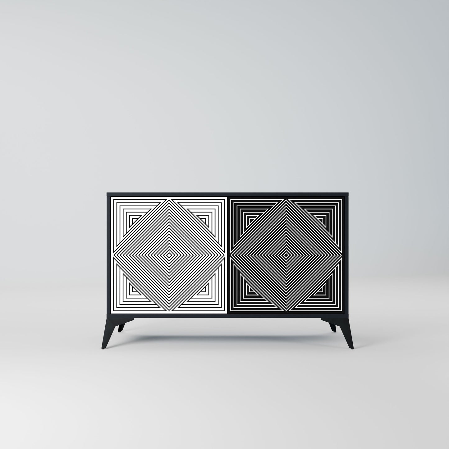 Credenza POLYGON ILLUSION a 2 ante in finitura nera