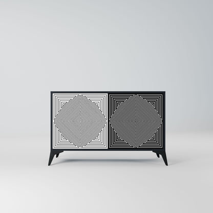 Credenza POLYGON ILLUSION a 2 ante in finitura nera